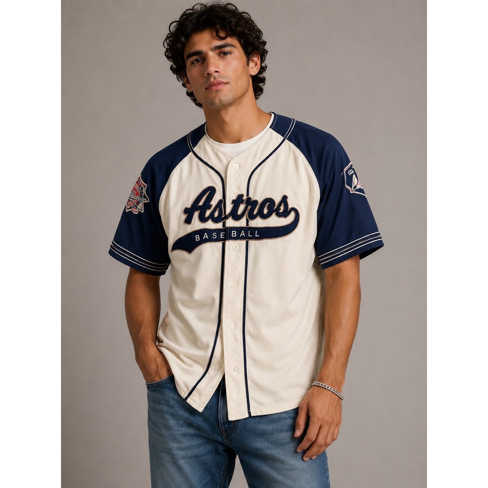 Vintage Style 1954 World Series National‎ League Baseball Jersey Navy Cream XL
